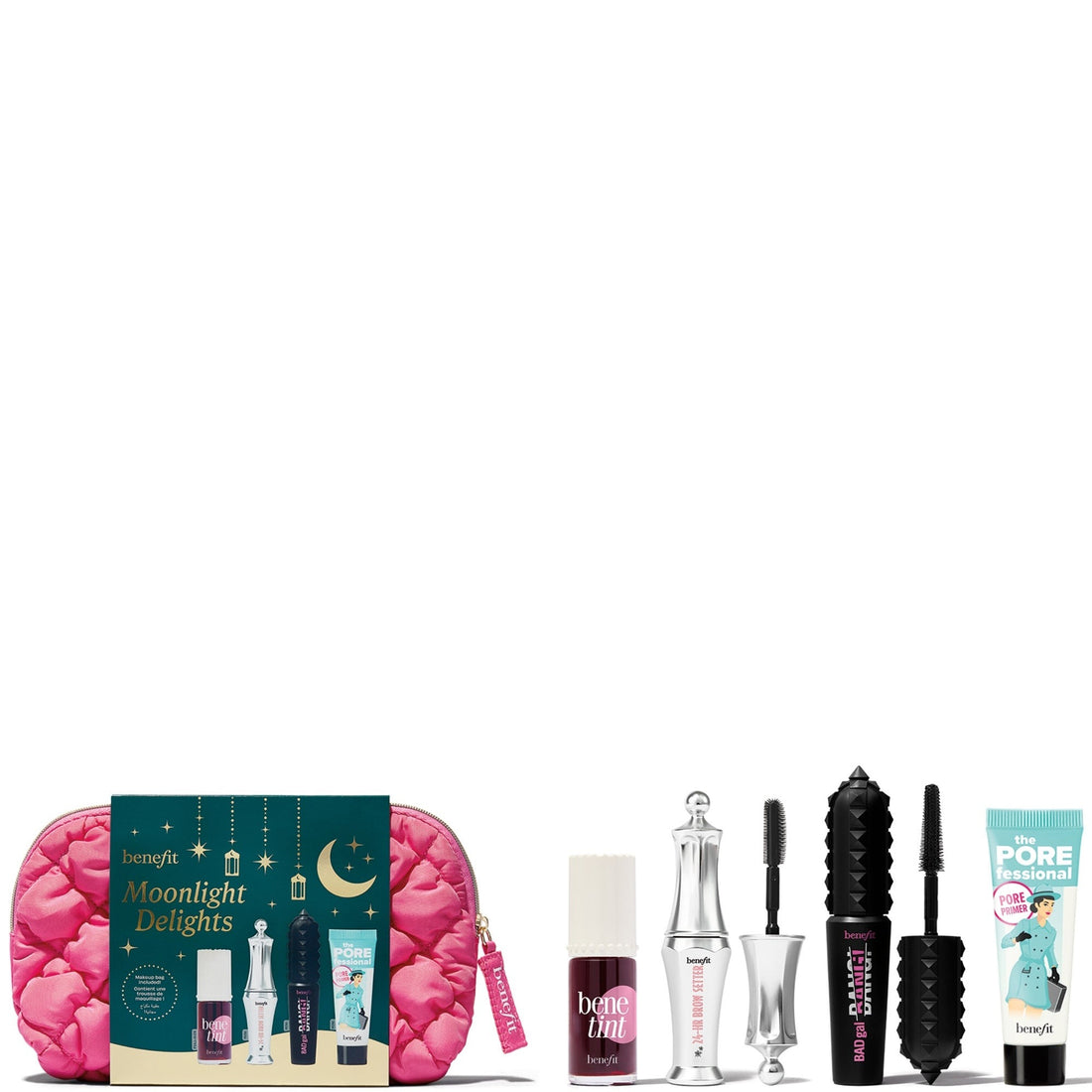 benefit Moonlight Delights Benetint, 24hr Brow Setter, BadGal Bang and Porefessional Gift Set (Worth £67)