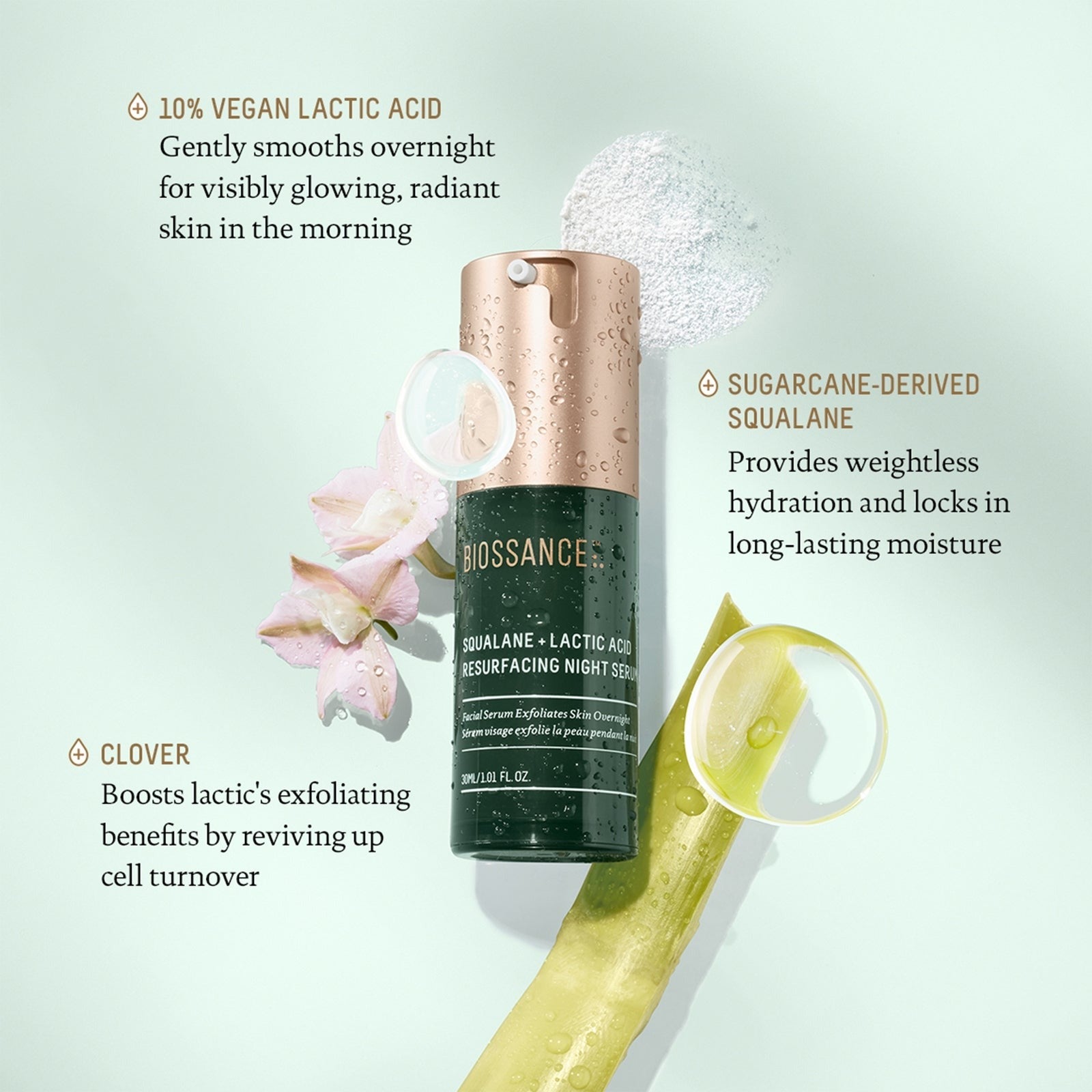Biossance Squalane and Lactic Acid Resurfacing Serum 30ml